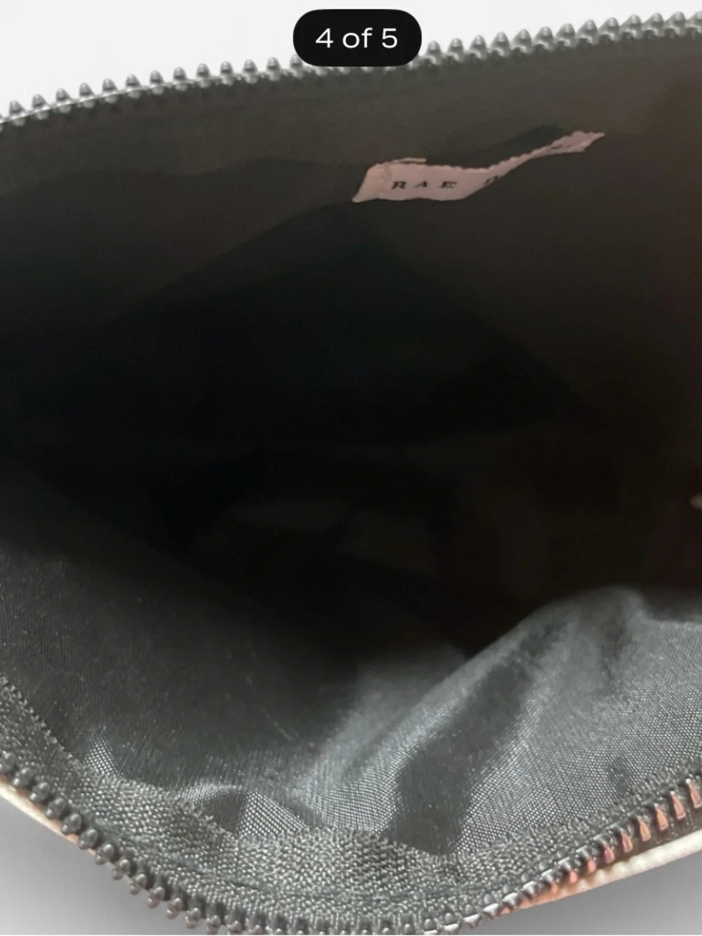 Rae Dunn White Cosmetic Pouch with Lipstick Graphic